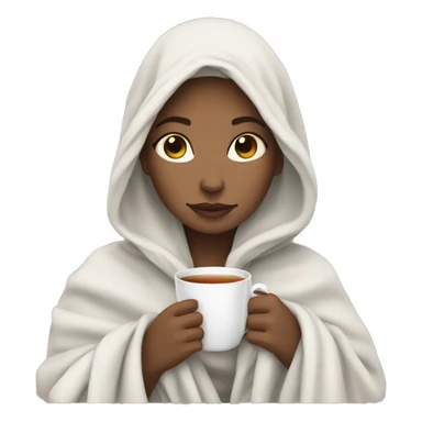 White Girl drinking tea with blanket on sticker