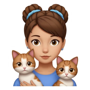 بنت مع قط البنت شعره بوني sticker