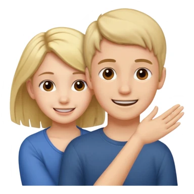 a boy putting a girls hair behind her ear gesture sticker