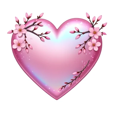 heart with sakura and holographic finish sticker