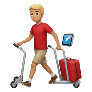 Tourist Character in Red Shirt Moving with purpose through the terminal. sticker