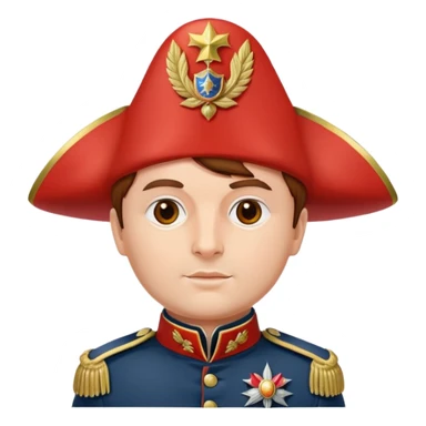 Tomato wearing Napoleon Bonaparte's bicorne hat and military officer uniform sticker