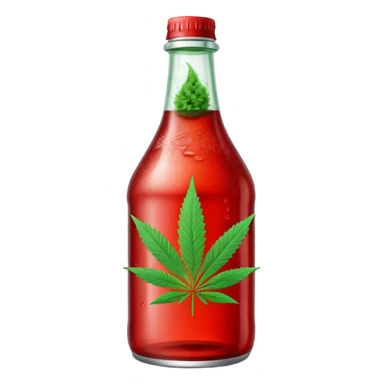 red soda bottle with a green cannabis leaf printed on it sticker