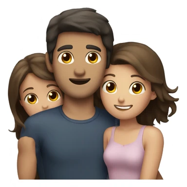 dark haired guy hugs three brown haired girls sticker