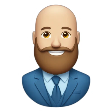 blue eyes bald fat smiling man with a long brown beard in a blue suit sticker