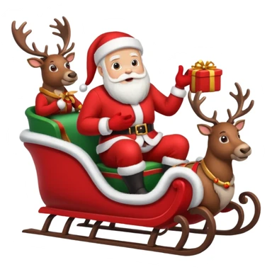 Santa in sleigh with Reindeers sticker