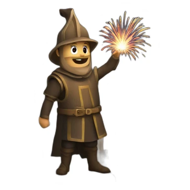 medieval Pyrotechnician seeing some fireworks go off sticker