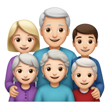 a group of 5 people all of diiferent ages let one  girl child, one teenage boy , two adult one man one women  and one old grandma sticker