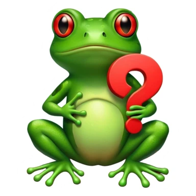 frog hloding a red question mark in the middle of a rainforest sticker