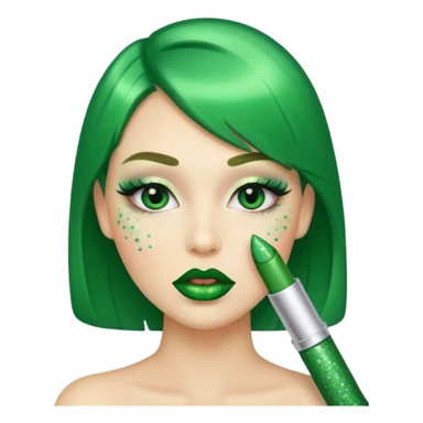 green lipstick with glitter sticker
