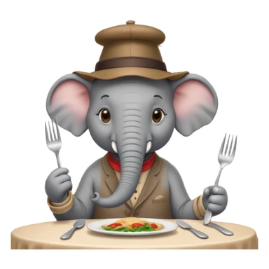 elephant at a restaurant table sticker