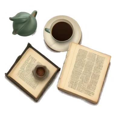 vintage tray with book and coffee  sticker