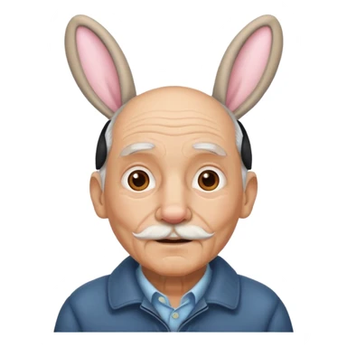 old man with bunny ears sticker