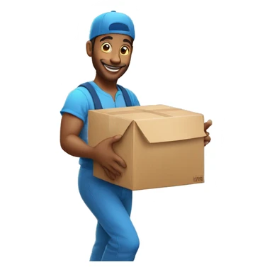 genie  as  food delivery boy  in his hand on the parcel  sticker