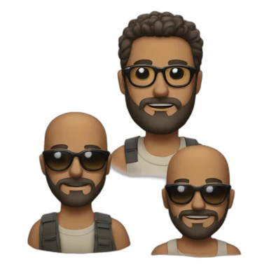 rapado, barba, gafas,  sticker
