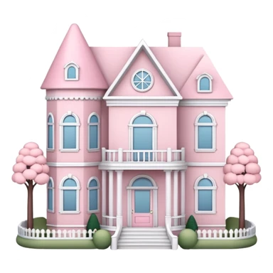 baby pink dollhouse mansion with miniature furniture  sticker