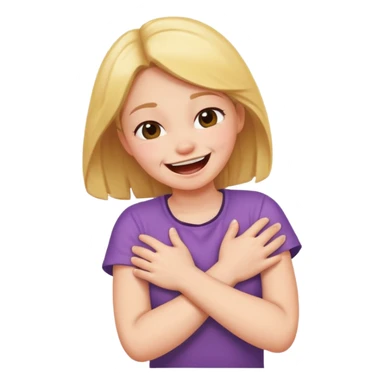 Girl arms crossed choking herself laughing sticker