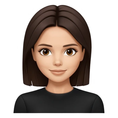 Victoria Beckham with dark brown hair, black outfit sticker