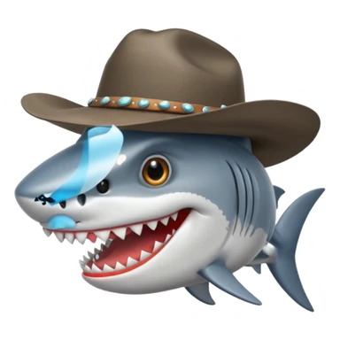 Shark with a cowboy hat sticker