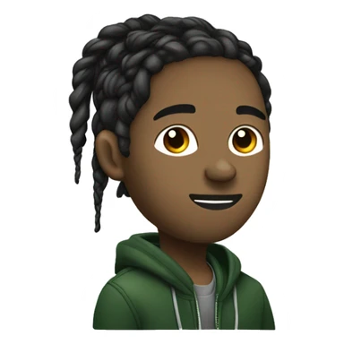 Side profile of a hip hop artist with braids. He has an arm extended down, holding a mic. He's wearing a very dark green jacket.  sticker