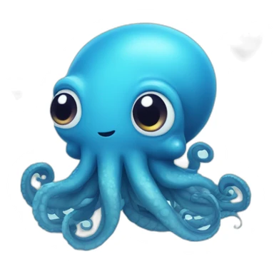 cute blue kraken with adorable face with huge hearts sticker