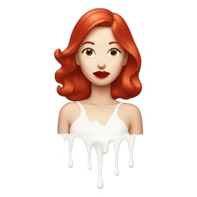 Red hair Lipstick Face covered in milk liquid sticker