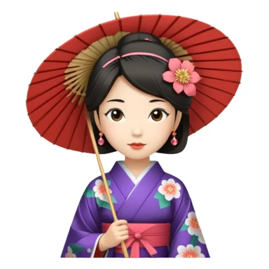 Japanese Princess  with paper umbrella sticker