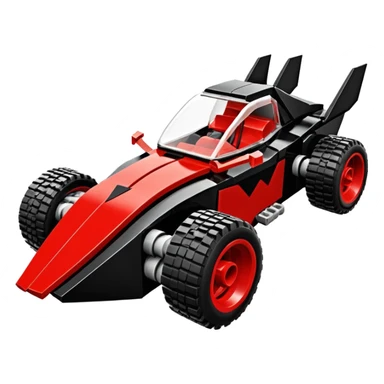  the animated series aerodynamic Lego futuristic Venom Batmobile loosely based on 1936 freightliner school bus (flat long straight organically-shaped mechanical body) stealthy town hot rod desert dirt racing rwd buggy  sticker