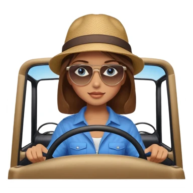 girl in a jeep, blue eyes and brown hair sticker