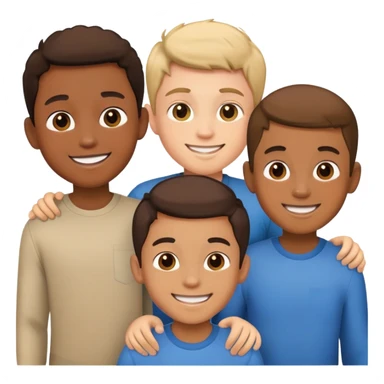 Apple’s three boys emoji but with four boys sticker