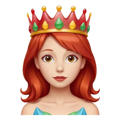 red hair woman wearing an edible candy gummy crown sticker