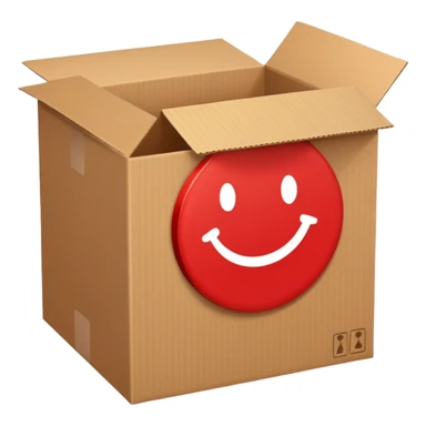 simbolo de prohibido y que esté tachando una caja de cartón de un paquete enviado sticker