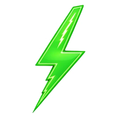 A single neon green lightning bolt emoji, glossy and smooth, vibrant neon green color, high detail, simple and cute design, isolated on white background, centered composition

 sticker