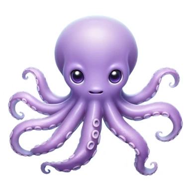 Meme-Worthy Floating Baby Octopus Portrait Emoji, Drifting gracefully in the water with soft, curled tentacles and a dreamy, weightless posture, showcasing a smooth, rounded light blue-purple body with mesmerizingly large, gentle eyes gazing into the abyss, Simplified yet poetically expressive features, highly detailed, glowing with a soft, celestial marine glow, high shine, quiet and mystical, stylized with an air of deep-sea serenity, soft glowing outline, capturing the essence of a tiny, peaceful cephalopod floating endlessly in the infinite beauty of the ocean depths! sticker