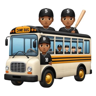 autobus de equipo llevando a egnte de basebal  y un chofer sticker