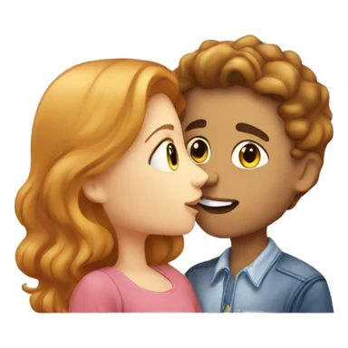strawberry blonde girl kissing brunette boy sticker
