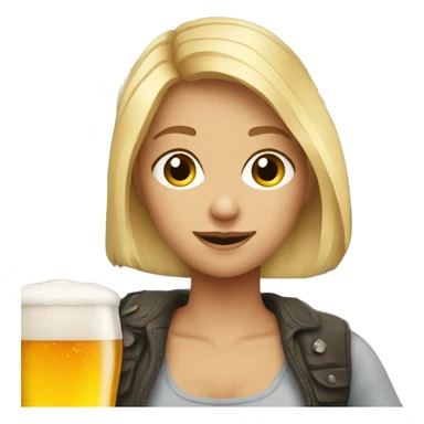blonde girl with a beer sticker