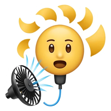 Create a shit emoji being thrown from a fan, like "shit in the fan" expression.
Use the actual "shit emoji" and try version with electric fan sticker
