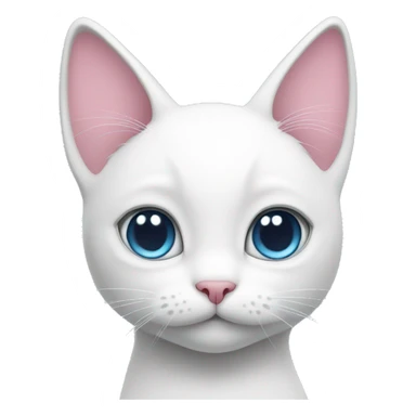 White cat with pink ears and nose with little grey between ears and blue eyes sticker