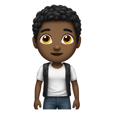 Black hair boy with body sticker