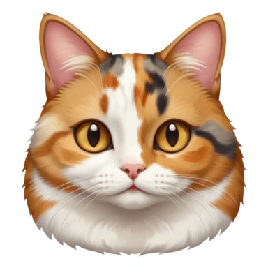 torbie and white cat with small head, hazel eyes, and short but chubby body sticker