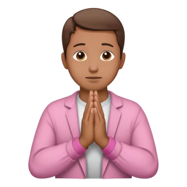 Brown praying hands with pink sleeves hands only sticker