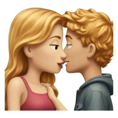 strawberry blonde girl kissing brunette boy outdoors sticker