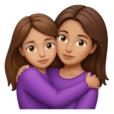 Hispanic mother and daughter brown hair hugging sticker