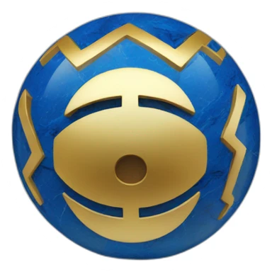 big blue "W" on black marble ball sticker