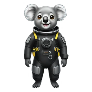 happy koala in black commercial diving suit sticker