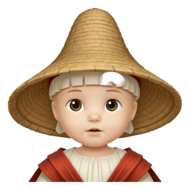 ancient roman baby conical hat, white, half body sticker