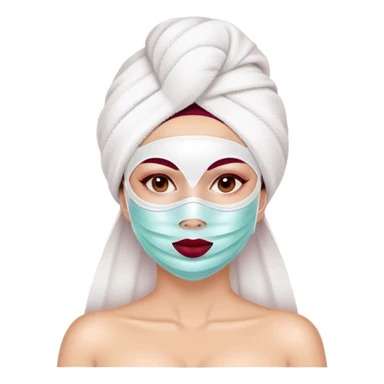 Lady with face mask spa beauty full face relaxing Burgundy sticker