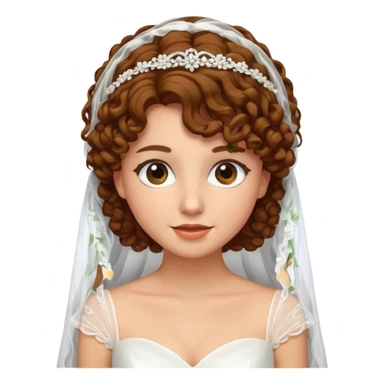 A bride with a curly brown hair and veil sticker