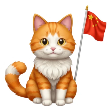 Orange Cat With the Flag of China As the full background sticker